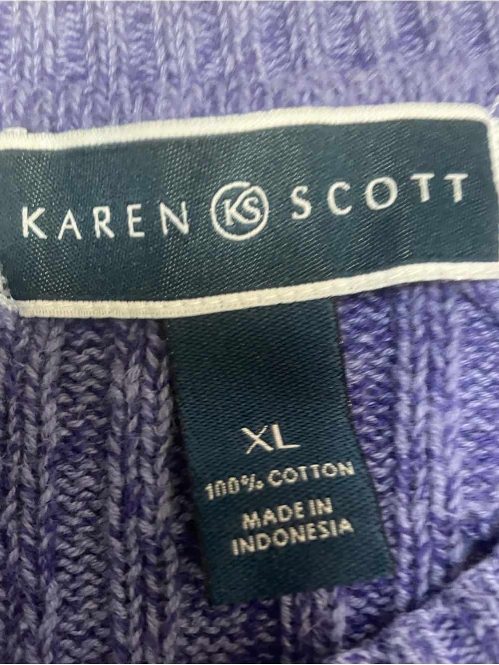 Karen Scott Cable Knit Scoopneck Sweater - Lavender Blue - Picture 3 of 5